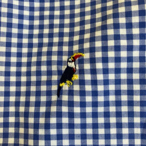 Talbots Sz 8P Blue Gingham Toucan Bird Embroidered Mini Skirt Preppy Fitted - Picture 16 of 16